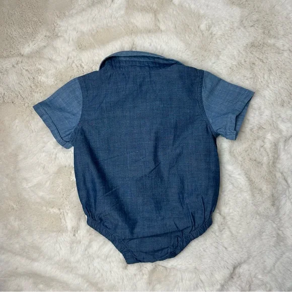 Baby B.U.M. Blue Denim with Chest Pocket One Piece Like New Size 9 Months - Picture 5 of 6